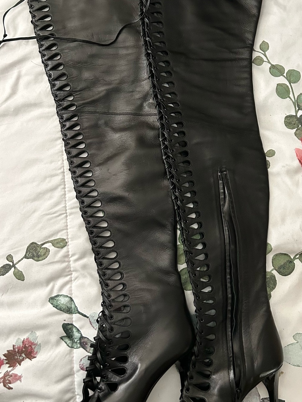 Women's Black Lace-Up Over-the-Knee Boots